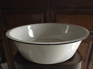 WHITE PORCELAIN ENAMEL 20" ROUND~FOOT TUB~WASH BASIN~BABY ...