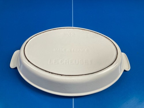 Plat Ovale Le Creuset En Fonte émaillée Blanc - Ø 32 Cm - Vintage - Fabriqué En France