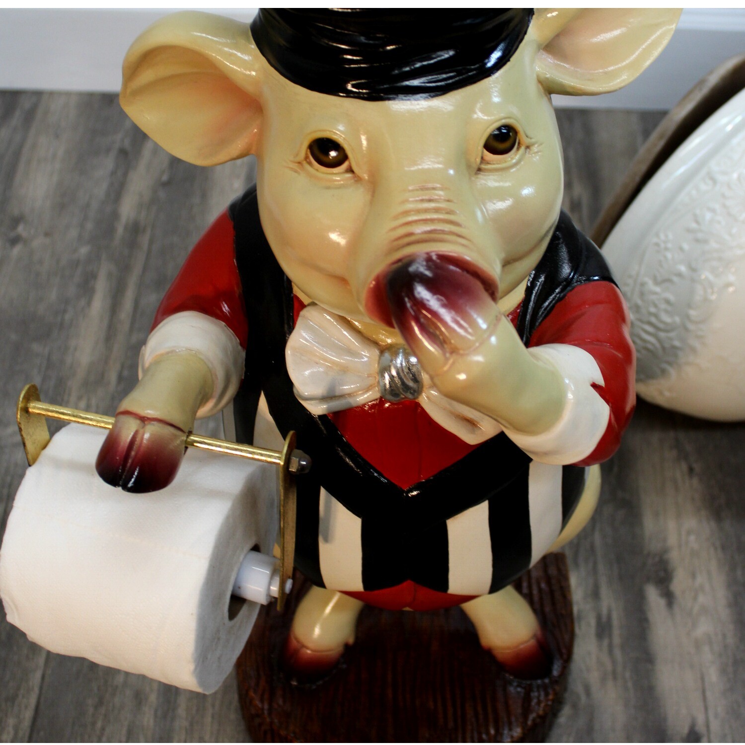 Funny Pig Toilet Paper Holder Statue with Extra Roll eBay
