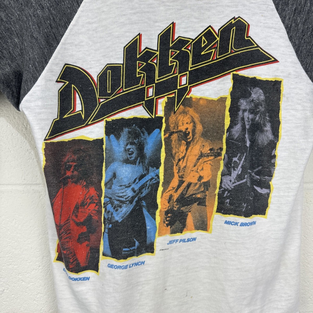 Vintage Dokken 3/4 Sleeve Baseball Raglan Shirt Medium Back For