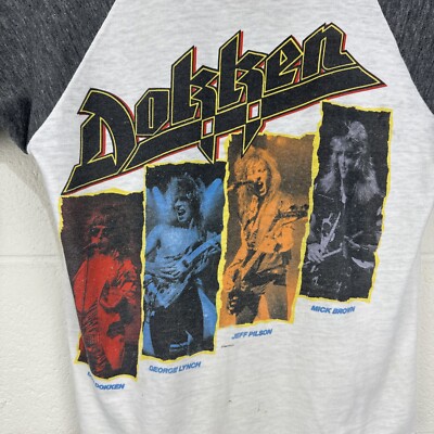 Vintage Dokken 3/4 Sleeve Baseball Raglan Shirt Medium Back For
