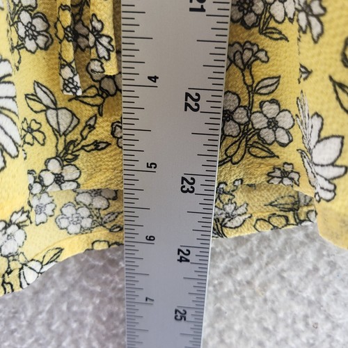 Monteau Los Angeles Tunic Blouse Womens Medium Yellow Floral Ruffle Sleeve Top - Picture 10 of 15