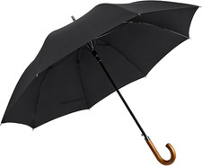 Wooden J Handle Umbrella 54 Inch Large Auto Open Classic Windproof Rain Stick Um