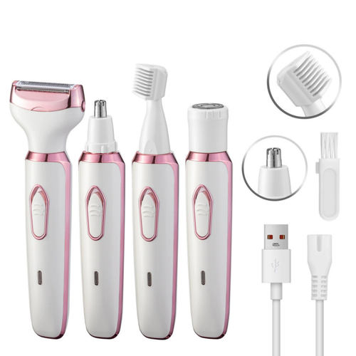 4/in/1 Damen Elektrorasierer Schmerzlos Wiederaufladbar Damen Bikini Beine Haar Rasierer - Bild 6 von 9