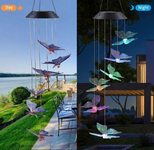 LED Solar Windspiel Solarlampe Gartendeko Farbwechsel mit 6 Schneeflocke DHL - Bild 5 von 10