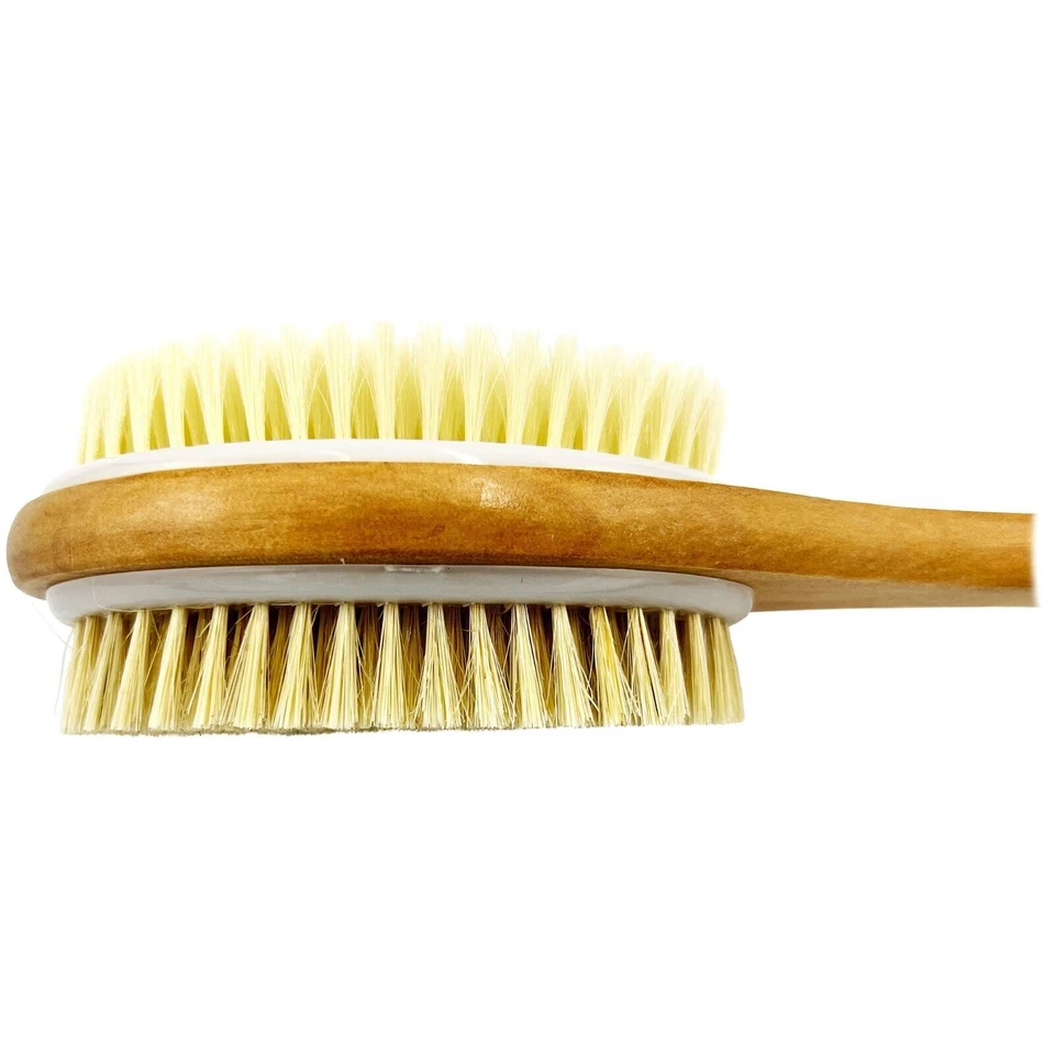 Body Brush Long Handle Bath Shower Back Scrubber Bamboo Natural Boar Bristles - Image 3 of 4