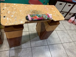 Desk Wood And Granite Top Nail Tech Stationary Table Ebay