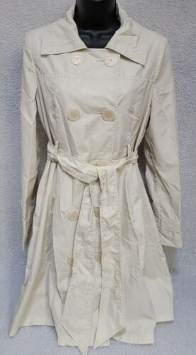 Tulle Womens Trench Coat Jacket Size S Small Beige Double Breasted