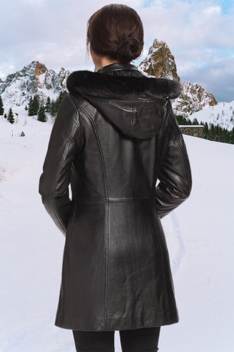 Vintage Covington Women's Size S(6-8) Insulated Leather Jacket Hooded 2in1 Parka - Picture 5 of 7