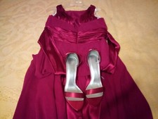 Red David Bridal Bridesmaid Dress Size 12 and Red Matching shoes Size 8