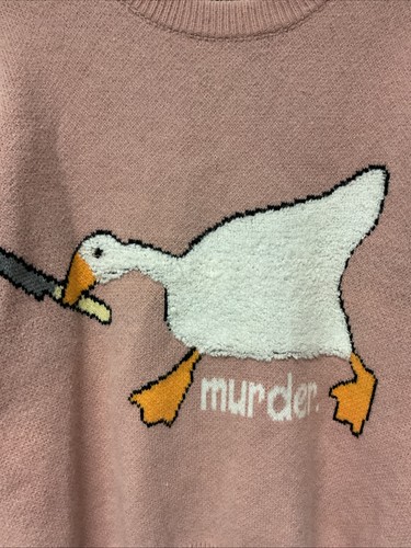 Goose Knitted Sweater "Murder" Design By Aelfric Eden pink oversized size SM - Picture 2 of 8