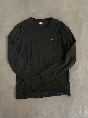 Tommy Hilfiger Herren Strickpullover schwarz Rundhals Langarm Logo Gr. M