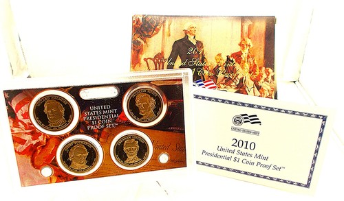 2010 UNITED STATES MINT PRESIDENTIAL $ 1.00 (4) COIN PROOF SET w/ COA, box case - Picture 1 of 9