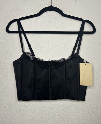 Women’s Designer MESHKI Lake Lace Cami Crop Top In Black Size Small NWT - Picture 2 of 11