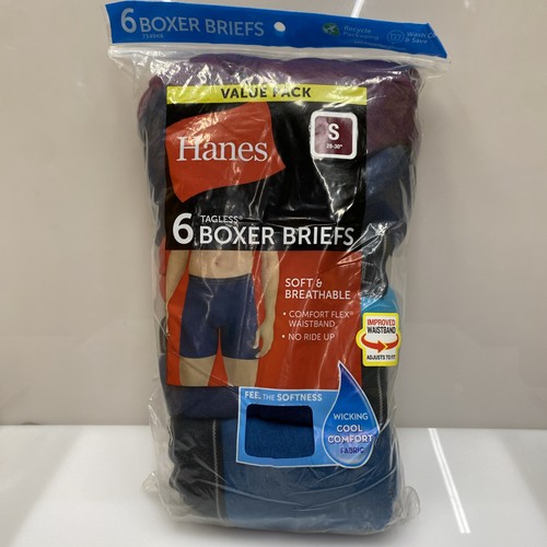 6 pares de calzoncillos boxer Hanes para hombre talla pequeña S 28-30 ropa interior de varios colores - Imagen 1 de 6