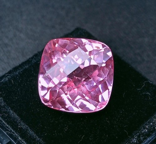 A++ Flawless Madagascar Morganite Loose Cushion Cut Gemstone 8.5 Ct Ring Size - Picture 3 of 6