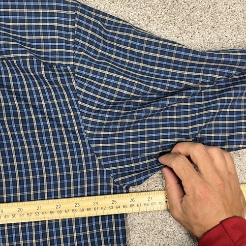 Arrow Shirt Mens XL Blue Tan Plaid Button Down Wrinkle Free Pocket Dress NEW - Picture 8 of 9