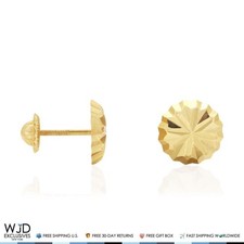 14K Yellow Gold Diamond-Cut Stud Earrings 8mm Round Round Ball