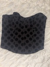 Black Polka Dot Bustier - Size Small / Crop Top/ lingerie / basque/ bralet