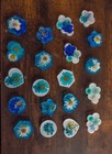 Multi Shaped Handmade Blue And White Dried Flower Refrigerator Magnets