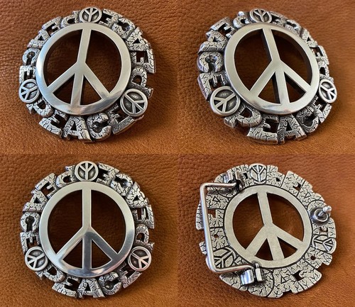 HA1548 Peace Signs Replacement Belt Buckle Fits 1-1/2"(38mm) wide Belt - Picture 3 of 4