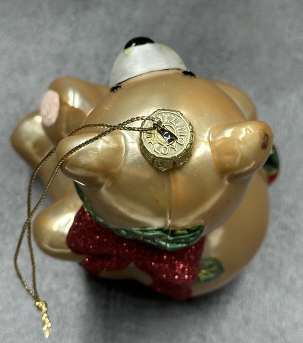 Fitz & Floyd Teddybär mit Zuckerstange mundgeblasen Glas Ornament glitzernd Vintage - Bild 7 von 11