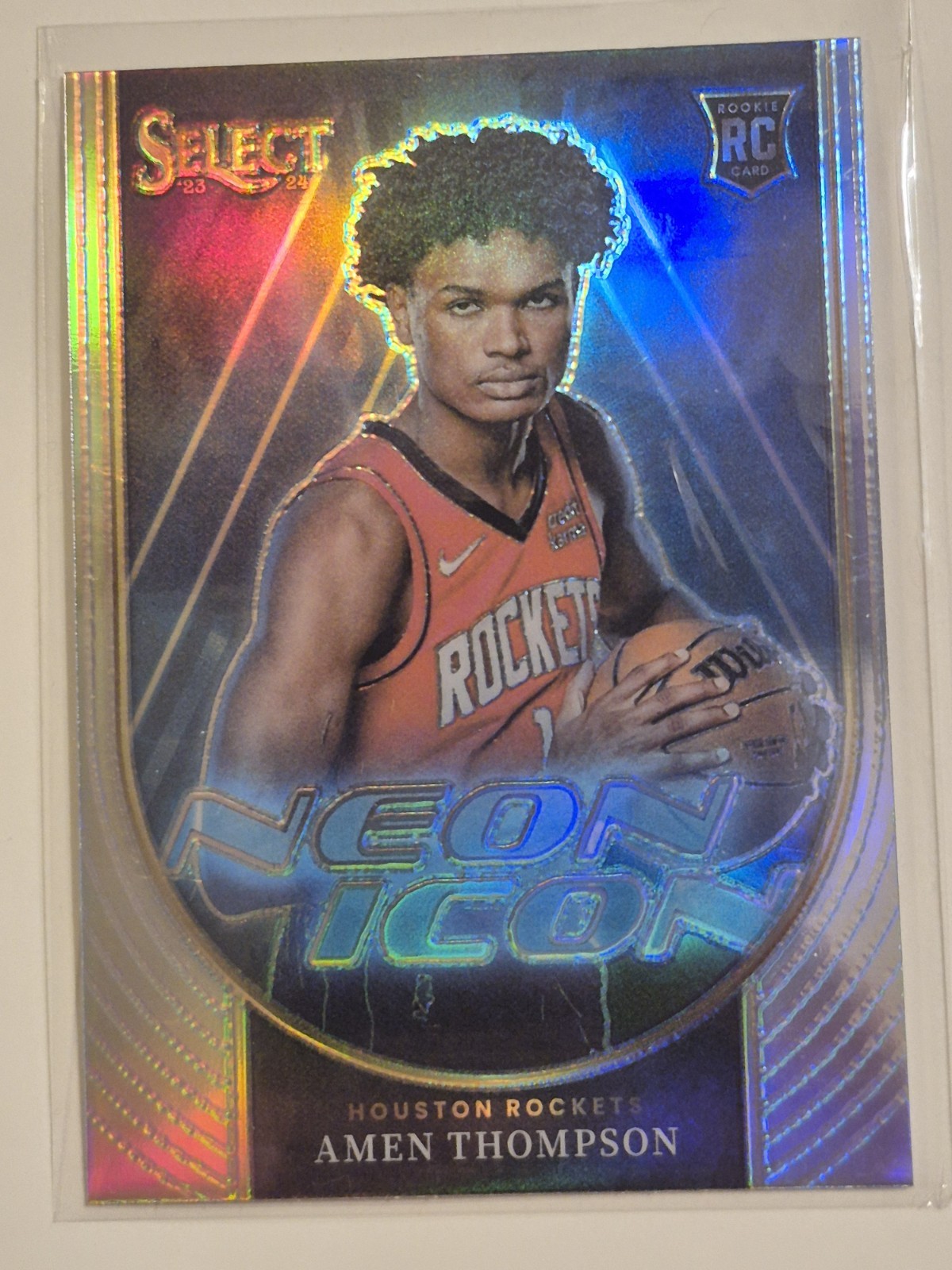 Amen Thompson RC 2023-24 Panini Select Neon Icon Silver Prizm Rookie Card #20 