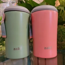 2 Zak 13oz Slim Can Cooler Coral Mint Green Tumbler Bottle Stainless Steel Set