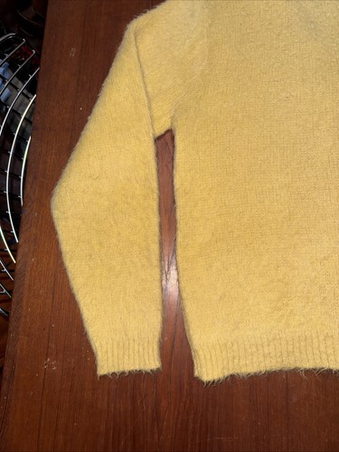 Vintage 60s Revere Mohair Kurt Cobain Fuzzy Cardigan Sweater Sz M Yellow - Picture 16 of 19