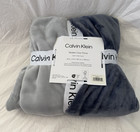 Calvin Klein Modern Cozy Reversible Lush Blue / Gray Throw NIP