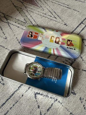 Vintage 1997 Spice Girls Silver Metal Wrist Watch With Tin Case (Not Working)