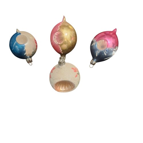 Vintage glänzend Brite handbemalt Glas Weihnachtsschmuck mehrere Vertiefungen Posten - Bild 2 von 17