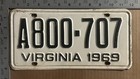 1969 Virginia license plate A800-707 Ford Chevy Dodge 20929