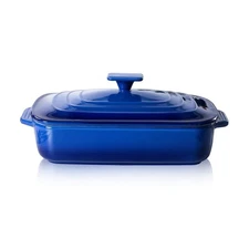 Lareina Large Ceramic Casserole Dish with Lid, 4.0 Quart Covered Rectangular ...