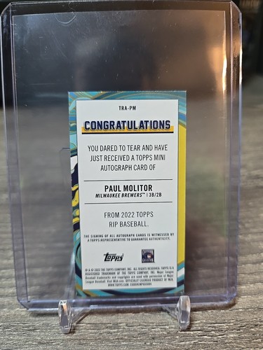 Paul Molitor # /50 Mini Auto 2022 Topps Rip Milwaukee Brewers W - Bild 2 von 2