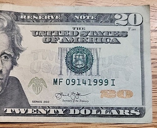 Happy Birthday Money Note $20 September 14, 1999 ~ 09/14/1999 Twenty Dollar Bill - Picture 3 of 13