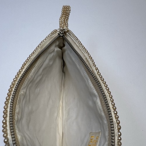 Bolsos clutch de colección beige con cuentas perladas con cremallera de Dormar diseño exquisito 7 1/2 x 4 - Imagen 11 de 21