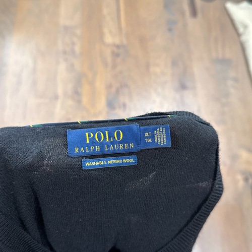 Polo Ralph Lauren Sweater Mens XLT Black Merino Wool Stretch Knit Pullover Pony - Picture 4 of 9