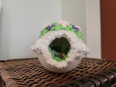 VtgPanoramic Sugar Easter egg Diorama Easter decoration Large Bunny Duck READ 
