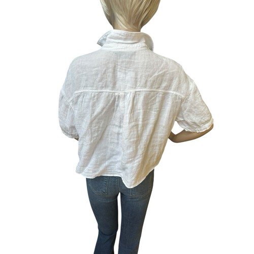 Zara White Linen Cropped Button Up Shirt, NWT, XS - Picture 14 of 14
