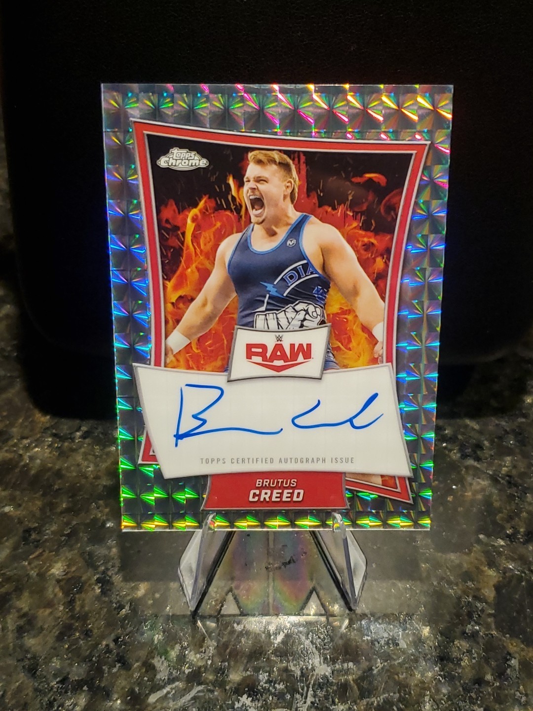 Brutus Creed 2025 Topps Chrome WWE Red Brand Autographs Geometric Refractor Auto