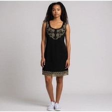 Free People Vintage Golden Embroidered Dress 