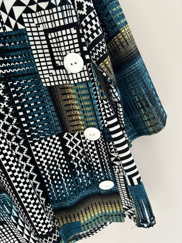 Bassini Top Size 16 Black White Blue Chevron Stretch Jersey Summer Holiday - Picture 4 of 9