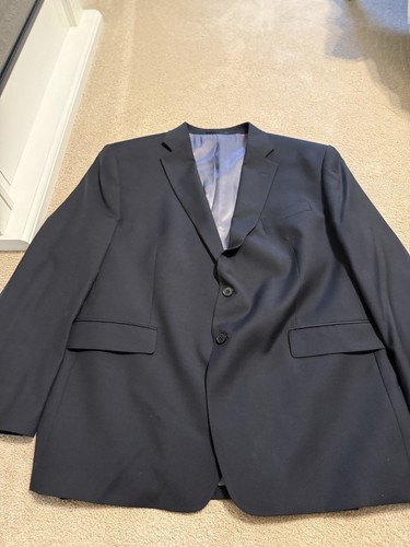 Mens 48R 42W Charles Tyrwhitt Solid Black Classic Fit Super 110's Wool Suit - Picture 2 of 14