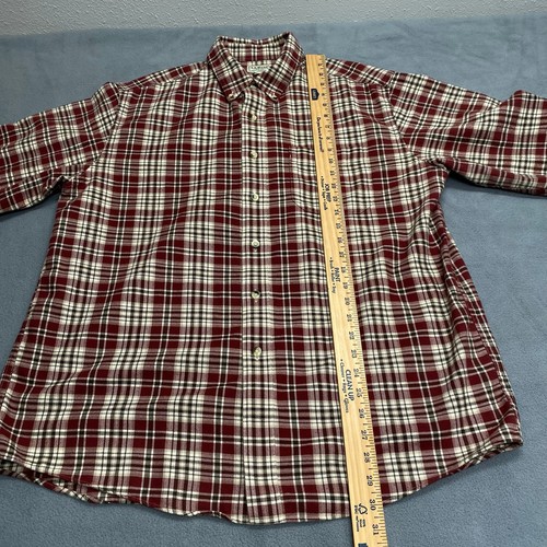 LL Bean Heritage Plaid Flannel Shirt Mens L Red Cream Indie Grunge Casual Cotton - Picture 8 of 13