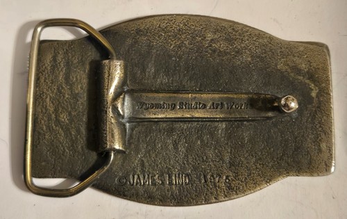 Fibbia cintura Burlington Northern Railroad vintage James Lind 1975 Wyoming Studio - Foto 2 di 3