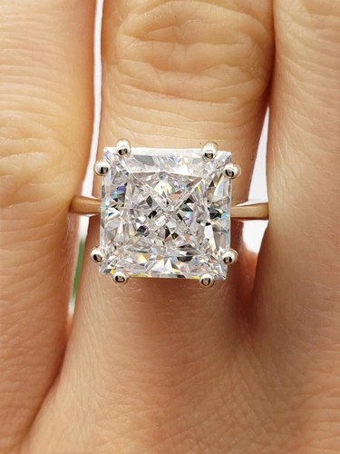 5 Ct White Lab Created Diamond Ring Princess Cut VVS1 Certified Minimalist Ring - Picture 2 of 7