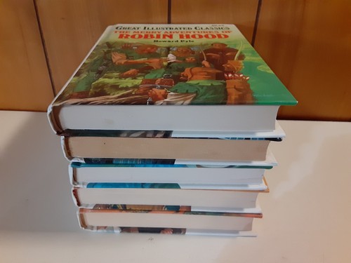 Lot Of 5 Great Illustrated Classics Books Treasure Island, Robinson Crusoe - Picture 2 of 10