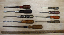 9  Vintage  Wood Handle USA  Screwdrivers,6-13/16"-14-1/2",Instant Collection!