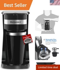 Coffee Lover's Dream: Single-Serve Compact Brewer with 14oz Travel Mug, Black